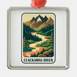 Ornamento De Metal Clackamas River Oregon Colors