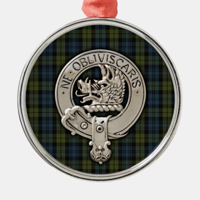 Ornamento De Metal Clan Campbell Crest & Tartan (Frente)
