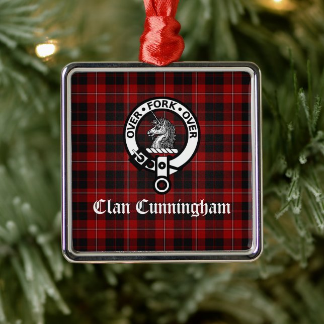 Ornamento De Metal Clan Cunningham Badge & Tartan   (Árvore)