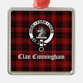 Ornamento De Metal Clan Cunningham Badge & Tartan  