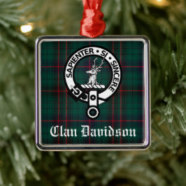 Ornamento De Metal Clan Davidson Crest Crachá e Tartan personalizável