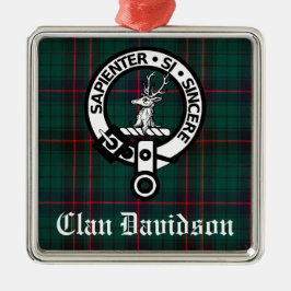 Ornamento De Metal Clan Davidson Crest Crachá e Tartan personalizável