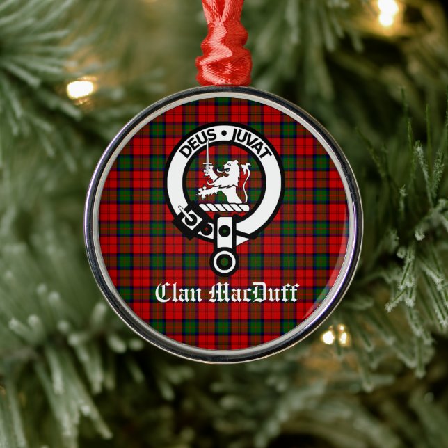 Ornamento De Metal Clan MacDuff Tartan e Crachá Crest escoceses (Árvore)