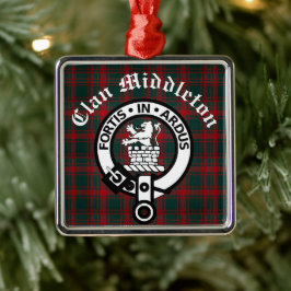 Ornamento De Metal Clan Middleton Crest Crachá e Tartan