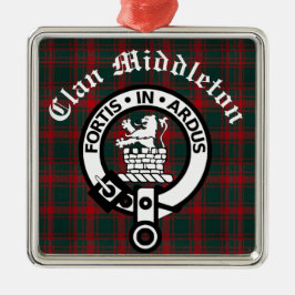 Ornamento De Metal Clan Middleton Crest Crachá e Tartan