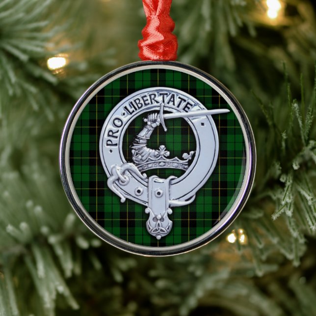 Ornamento De Metal Clan Wallace Crest & Hunting Tartan (Árvore)