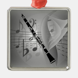 Ornamento De Metal Clarinet com Acentos Musicais