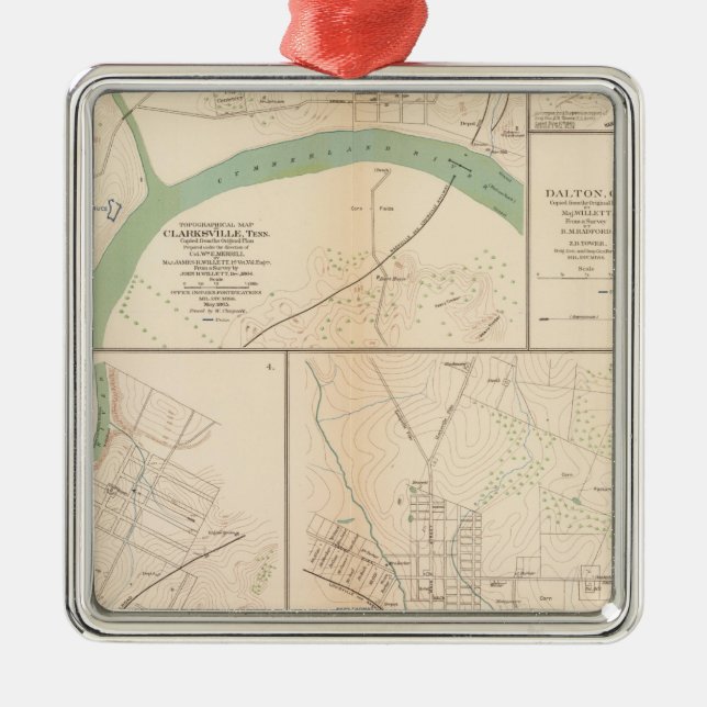Ornamento De Metal Clarksville, Tenn, Dalton, GA (Frente)