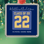 Ornamento De Metal Classe de 2023 Graduação Real e Dourada Elegante<br><div class="desc">Parabéns da classe de graduação de 2023</div>
