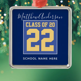 Ornamento De Metal Classe de 2023 Graduação Real e Dourada Elegante