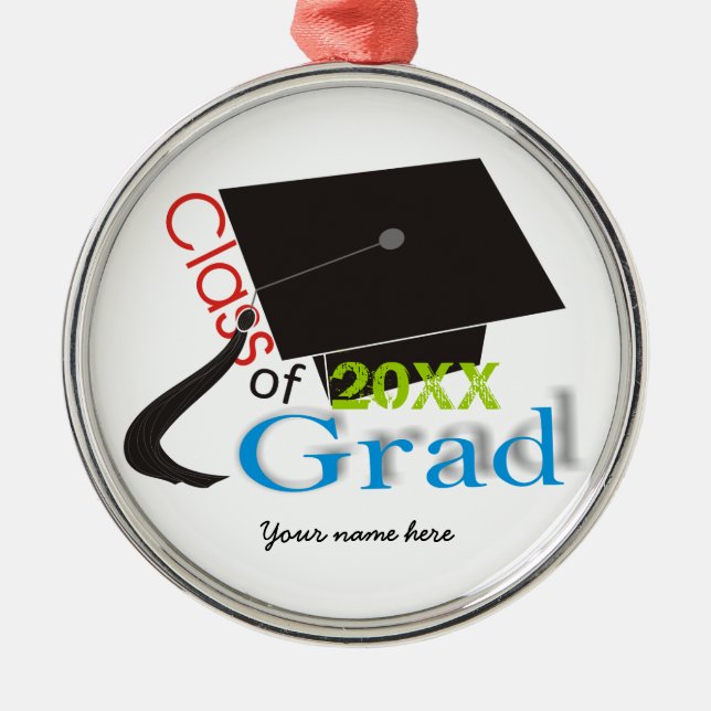 Ornamento De Metal Classe de Boné de formatura Formando azul 2020 (Frente)