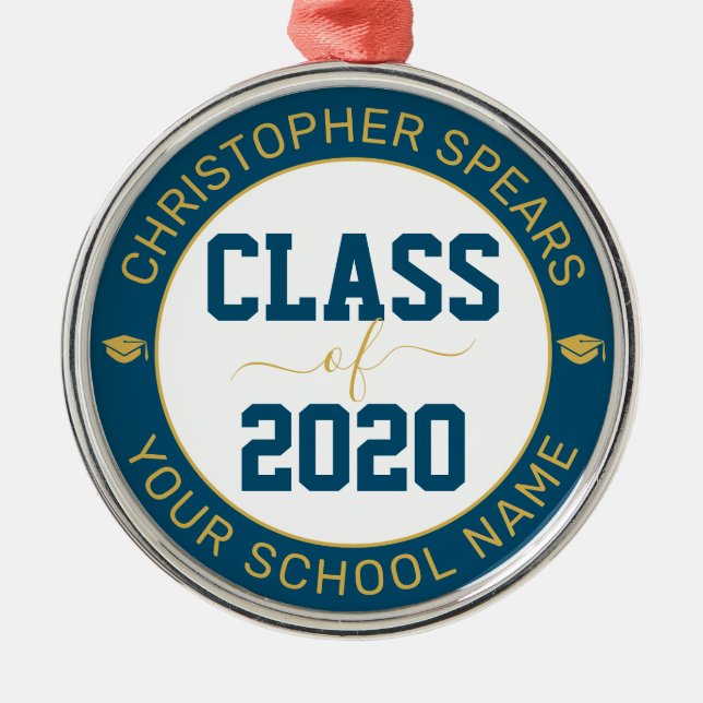 Ornamento De Metal Classe do Formando moderno Elegante 2020 (Frente)