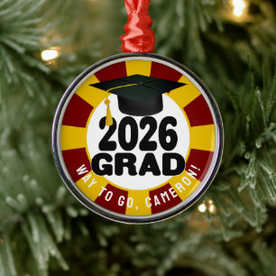 Ornamento De Metal Classe Negrito de Graduação 2026
