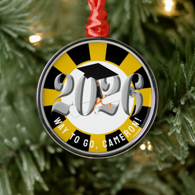 Ornamento De Metal Classe prateada de graduação de 2026 (Árvore)