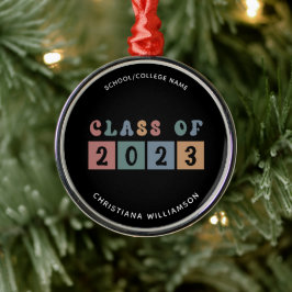 Ornamento De Metal Classe Retroativa Personalizada de Graduação 2023