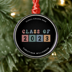 Ornamento De Metal Classe Retroativa Personalizada de Graduação 2023
