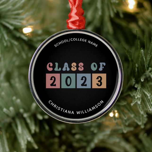Ornamento De Metal Classe Retroativa Personalizada de Graduação 2023 (Árvore)