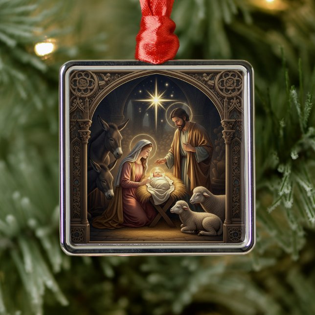 Ornamento De Metal Classic Nativity Scene Christmas (Árvore)