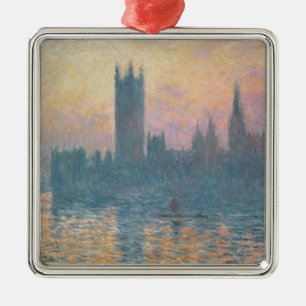 Ornamento De Metal Claude Monet   as casas do parlamento, por do sol