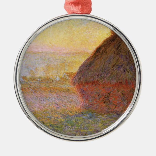 Ornamento De Metal Claude Monet Impressionista Pintando Graystaks I (Frente)