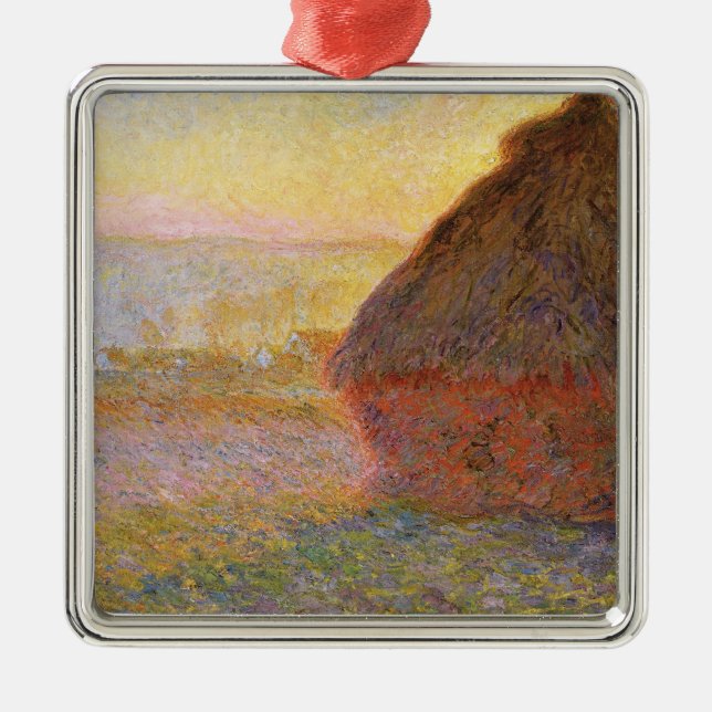 Ornamento De Metal Claude Monet Impressionista Pintando Graystaks I (Frente)