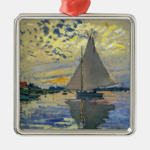 Ornamento De Metal Claude Monet - Navio de vela no Le Petit-Gennevill