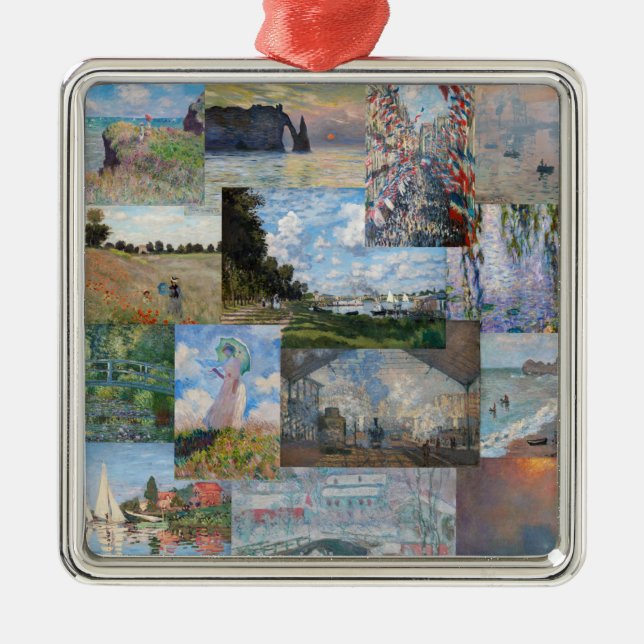 Ornamento De Metal Claude Monet - Patchwork de obras de arte (Frente)