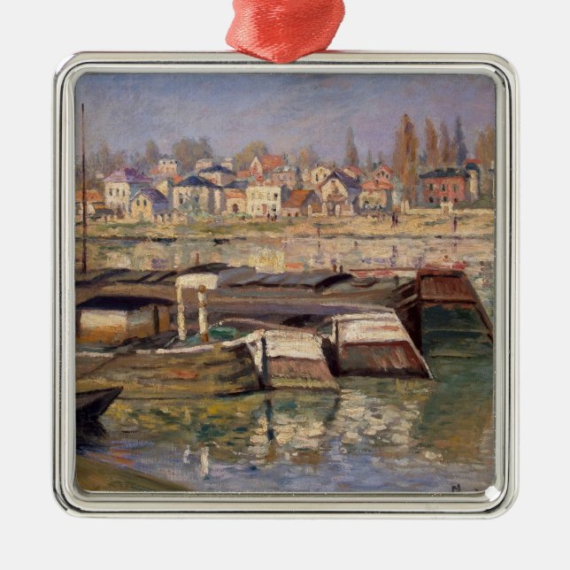 Ornamento De Metal Claude Monet | Seine em Asnieres, 1873 (Frente)