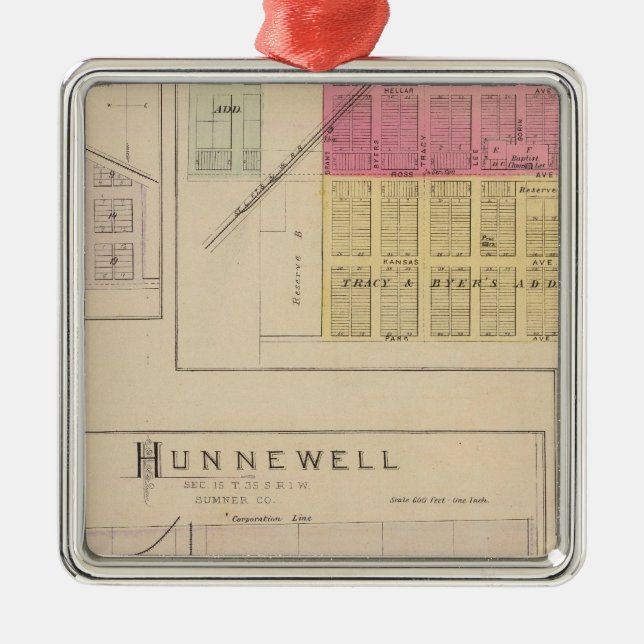 Ornamento De Metal Clearwater, Hunnewell, Danville e Corbin, Kansas (Frente)