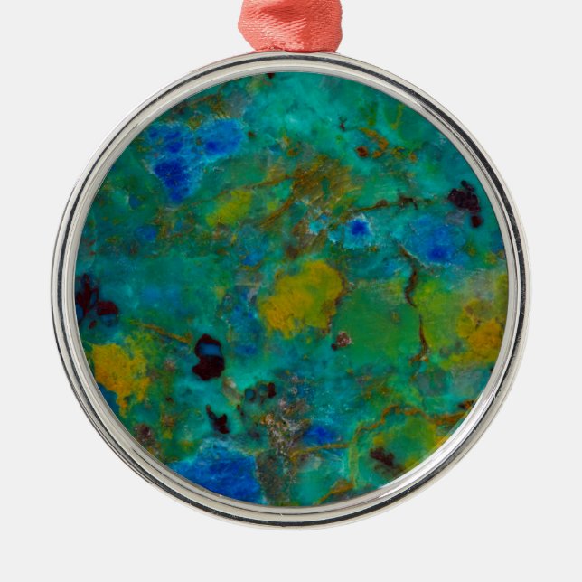 Ornamento De Metal Cliff Azul Chrysocolla (Frente)