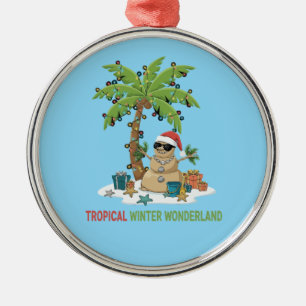 Ornamento De Metal Clima Tropical de Inverno Natal Divertido