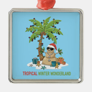 Ornamento De Metal Clima Tropical de Inverno Natal Divertido