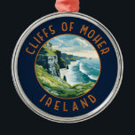 Ornamento De Metal Clipes do Círculo de Circulação Retrovisora da Irl<br><div class="desc">Clipes de design de arte vetorial de Mher. Os Cliff of Moher são penhascos marinhos localizados no extremo sudoeste da região de Burren,  em County Clare,  Irlanda.</div>