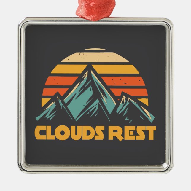 Ornamento De Metal Clouds Rest Mountain Yosemite Retro Turquoise (Frente)