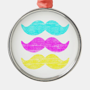 Ornamento De Metal CMY Mustaches (estilo letterpress)