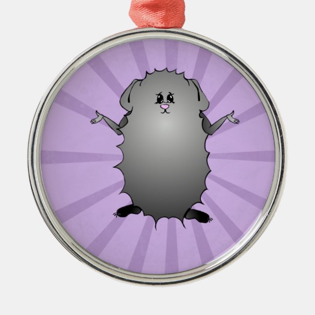 Ornamento De Metal Cobaia Abyssinian cómica (Frente)