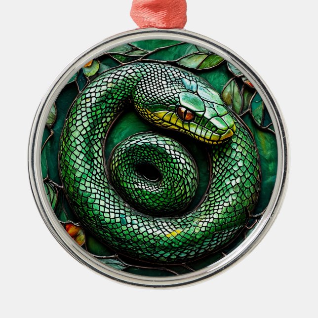 Ornamento De Metal Cobra verde (Frente)