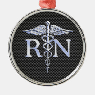 Ornamento De Metal Cobras de prata do Caduceus do RN da enfermeira