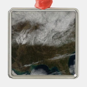 Ornamento De Metal Cobrir de neve que estica de Texas do nordeste