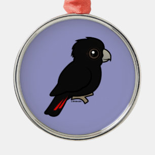 Ornamento De Metal Cockatoo preto Vermelho-atado
