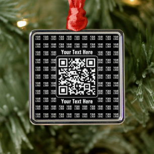 Ornamento De Metal Código QR promocional (editável) mais padrão de lo