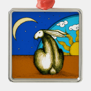 ORNAMENTO DE METAL COELHO CELESTIAL