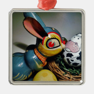 Ornamento De Metal Coelho dos Brinquedos e ovo de vaca