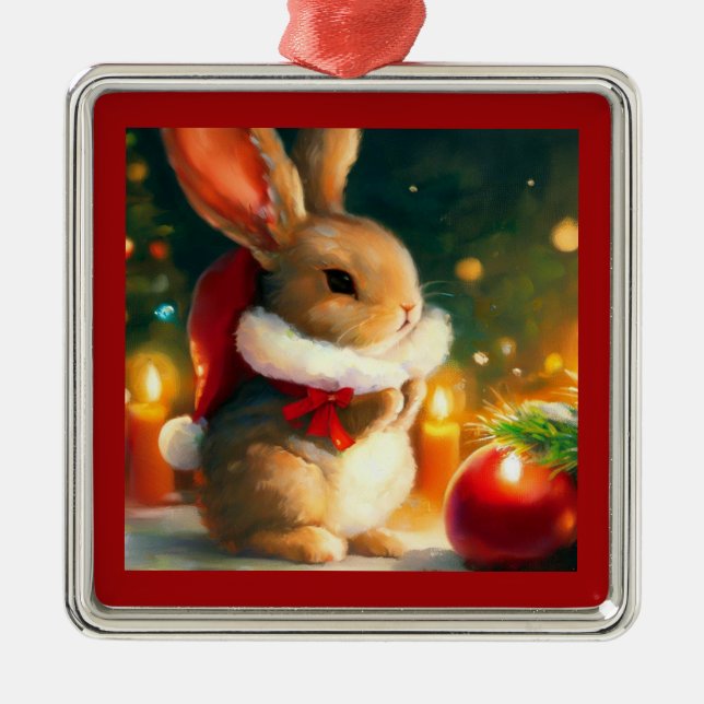 Ornamento De Metal Coelho Natal 1 (Frente)