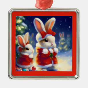 Ornamento De Metal Coelho Natal 3