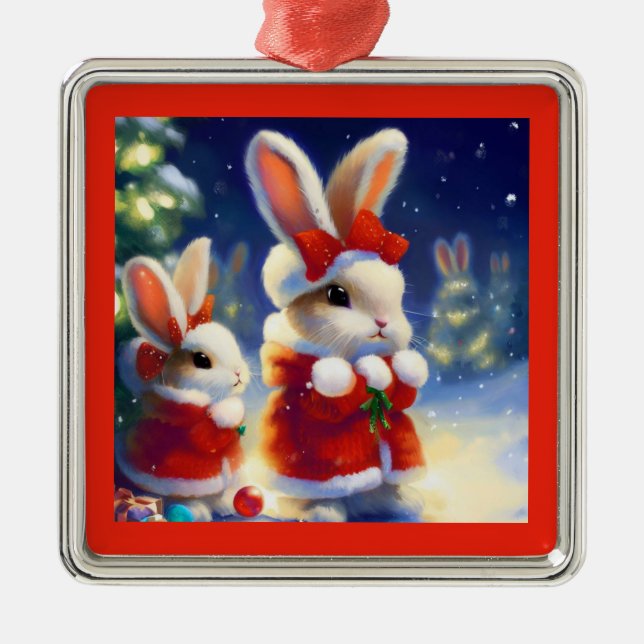 Ornamento De Metal Coelho Natal 3 (Frente)