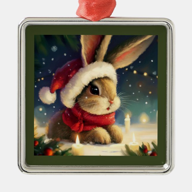 Ornamento De Metal Coelho Natal 4 (Frente)