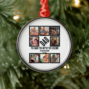 Ornamento De Metal Colagem de Fotografias com Oferta de Pai Engraçado