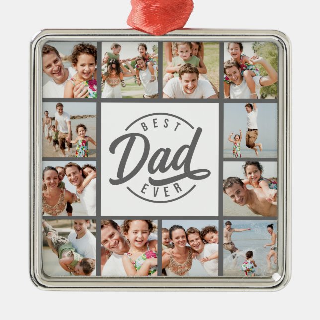 Ornamento De Metal Colagem de Fotografias do Melhor Pai Moderno Ever  (Frente)