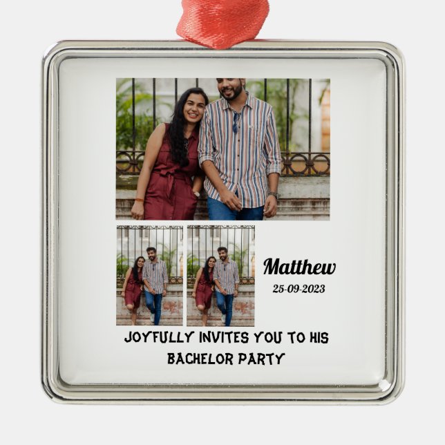 Ornamento De Metal Colagem de Fotografias personalizada 3 do Bachelor (Frente)